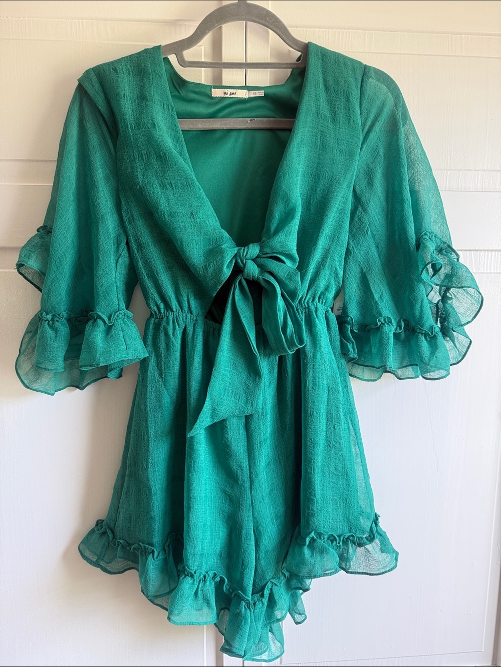 Francesca‘s , Miami Green Ruffled Mini Dress